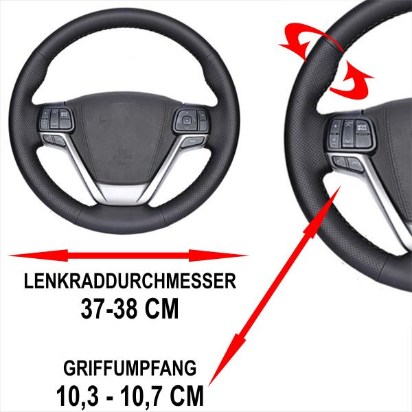 XLBG6 Xkeribom Leder Lenkradbezug zum Schnüren 37-38cm 6 Teilig Design12 Uhr Markierung mit Farbauswahl + STAFFELPREISE